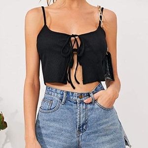 Tie front Rib-knit Cami top